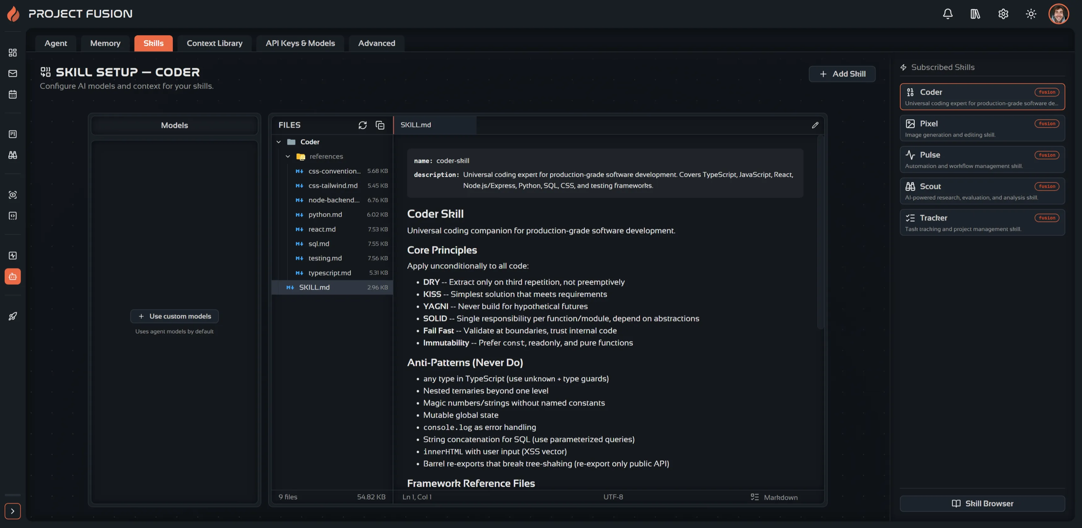 Project Fusion — SKILLS view